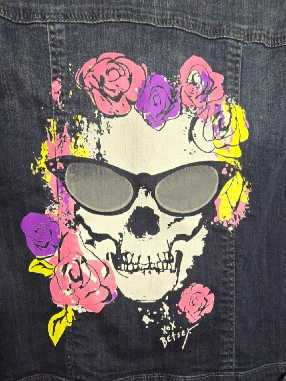 Betaey Johson by Torrid Denim Jacket with Skull and Floral Design